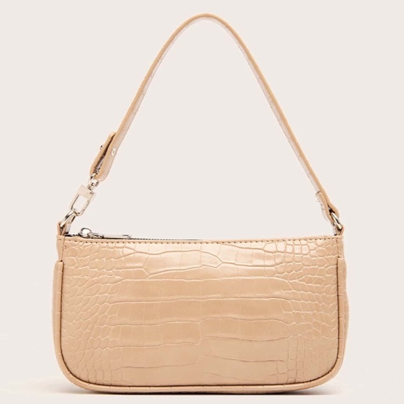 NEW Tan Faux Leather Croc Baguette Bag
